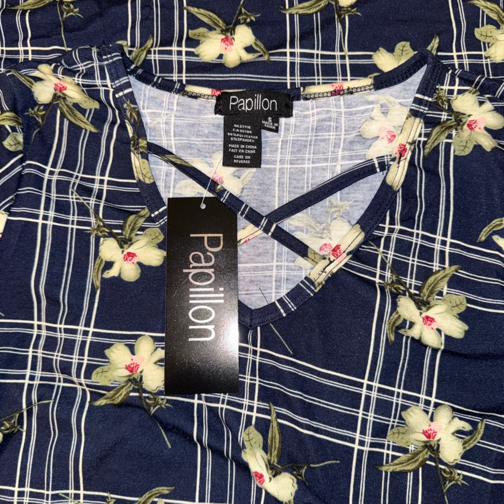 Papillon Blanc Navy and Cream Floral Tunic Dress